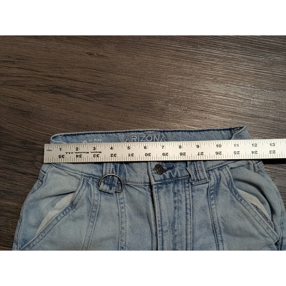 Arizona Jean Co Womens 0 Hi-Rise Wide Leg Light Wash Seamed Denim Jeans Blue